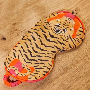 Sovmask, Tigerrandig, Rosa/Orange i Bomull