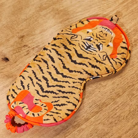 Sovmask, Tigerrandig, Rosa/Orange i Bomull