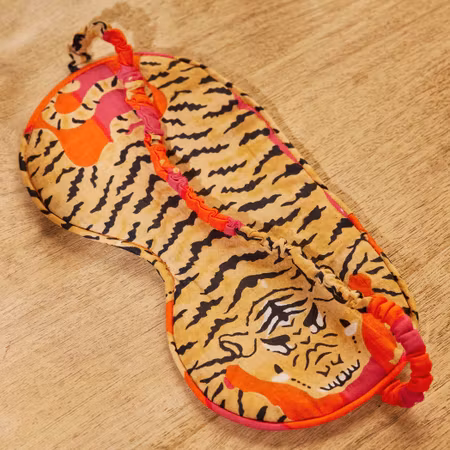 Sovmask, Tigerrandig, Rosa/Orange i Bomull