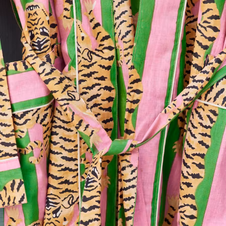 Morgonrock Tiger – rosa/grön, S/M