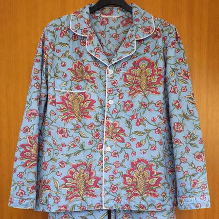 Blocktryckt pyjamas - Blue blossom