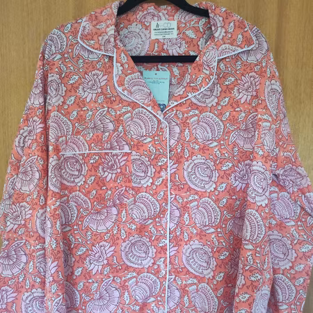 Blocktryckt pyjamas - Coral Blossom