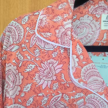 Blocktryckt pyjamas - Coral Blossom