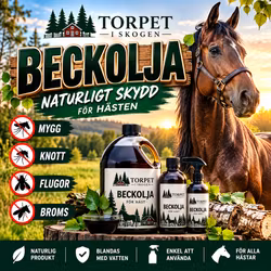 Beckolja för häst mot mygg, knott, flugor och broms. till 8 liter spray