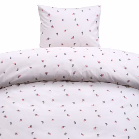 Jordgubbsdröm Röd Bäddset  Borganäs of Sweden Enkeltäcke 150x210