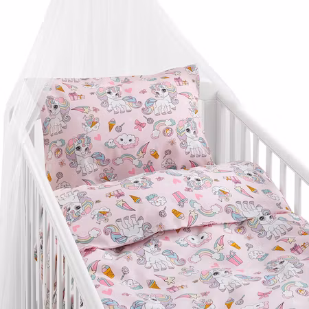 Bäddset Enhörning Rosa Spjälsäng 100x130 cm