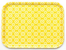Flowerpower, liten rektangulär bricka solgul