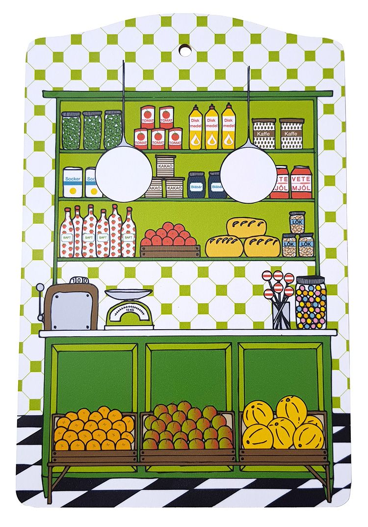 Skärbräda Handelsbod, nostalgi, mått 30x20cm, svensktillverkad.