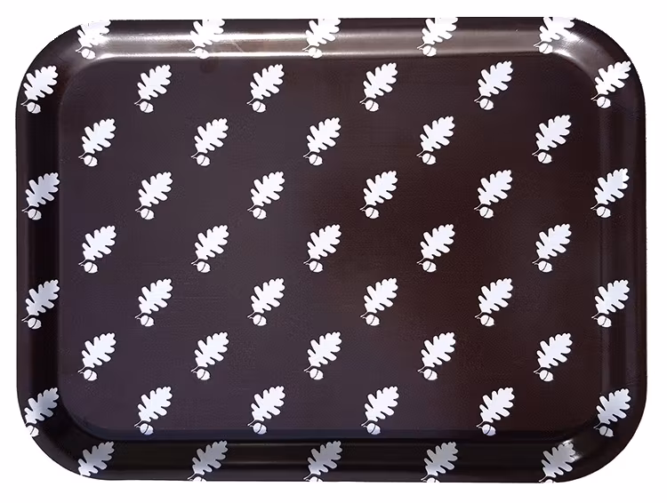 Ekollon, rektangulär bricka i 70-tals brun, 27x20