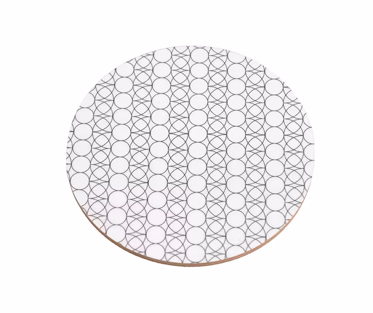 Glasunderlägg Cirkel/blad, svart/vit