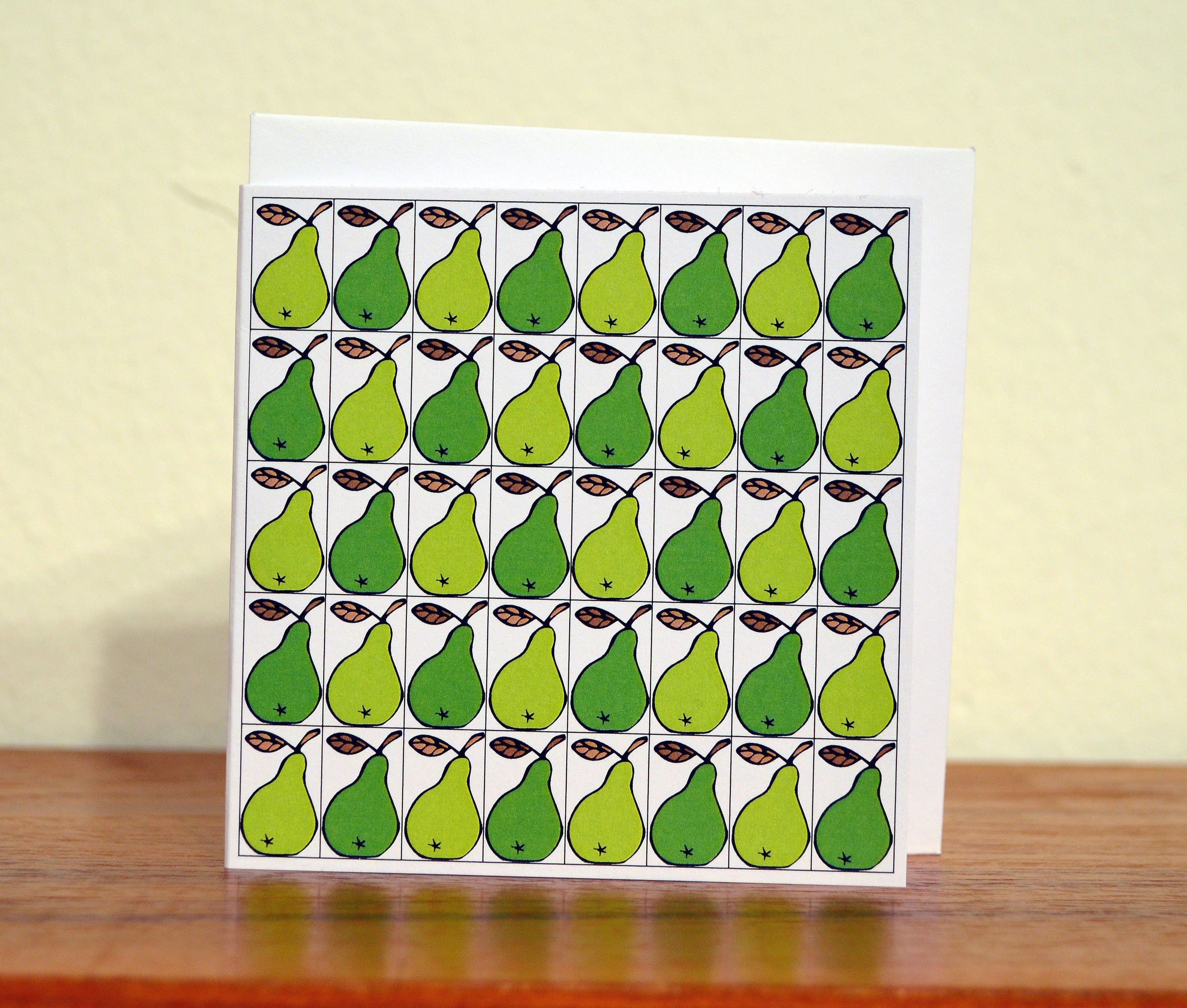 Dubbelt kort med kuvert, paketkort, grattiskort Äppel päppel svenskdesign