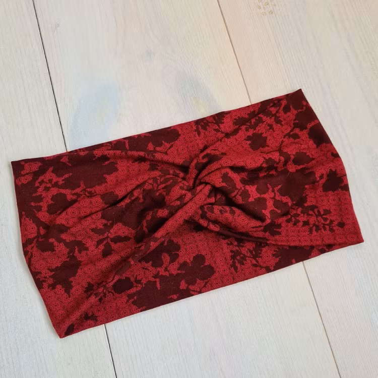Pannband med twist - Röda blommor