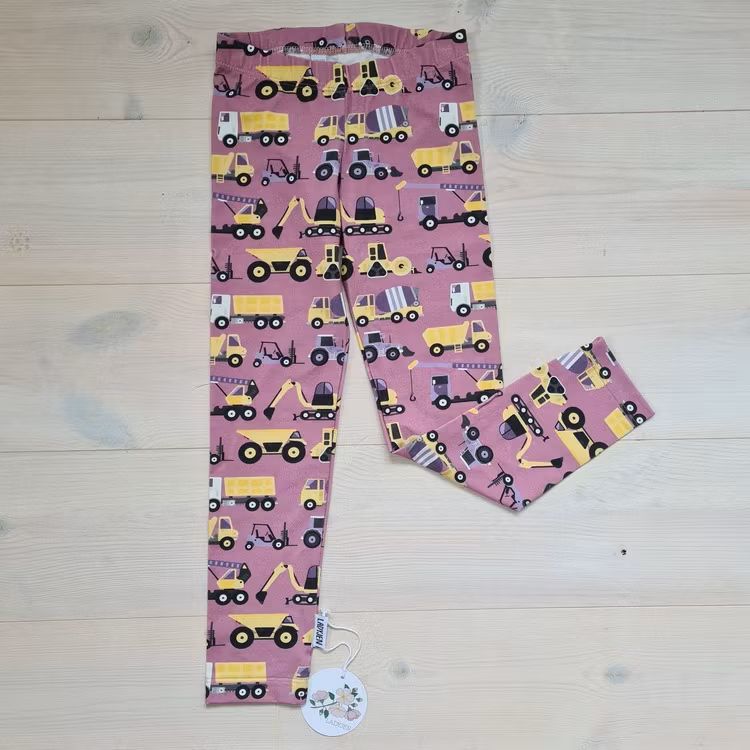 Lila leggings med fordon -st 122/128