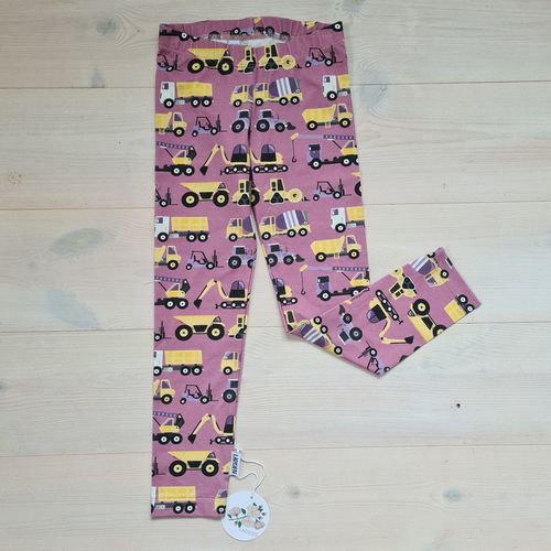 Lila leggings med fordon -st 122/128