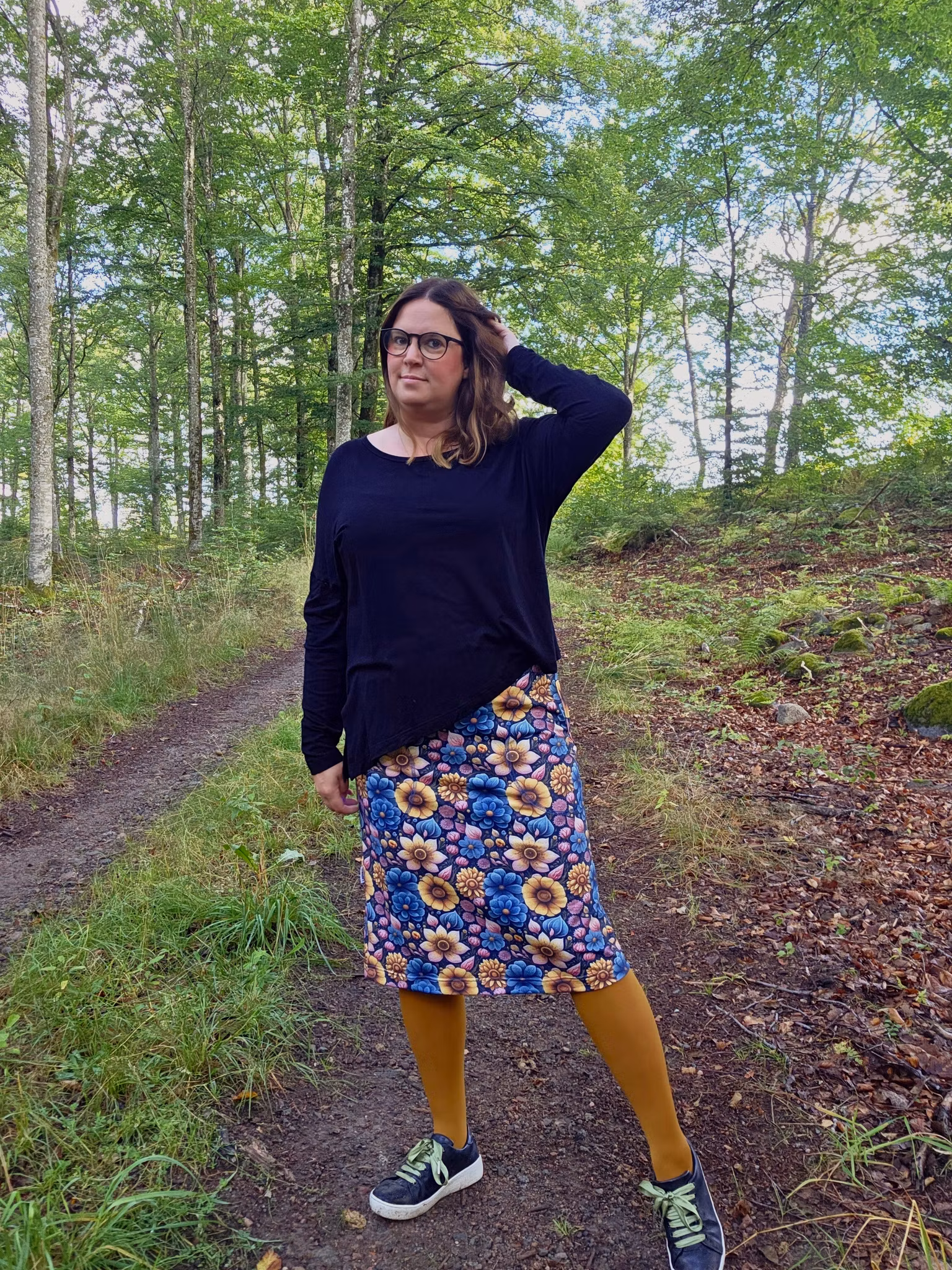 TRIKÅKJOL - Blå med blommor