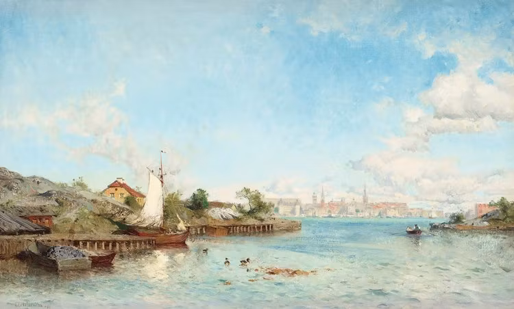 STOCKHOLM FRÅN MÄLAREN 1886 av OLOF ABORELIUS