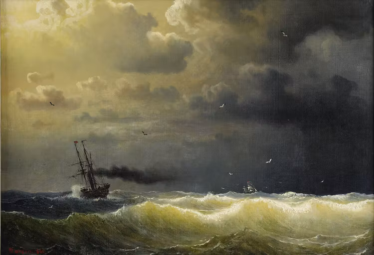 ÅNGFARTYG I STORM 1860 av MARCUS LARSON
