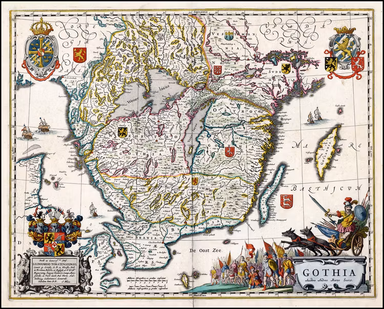 GOTHIA 1688 ANTIK KARTA ÖVER SÖDRA SVERIGE HALLAND SKÅNE