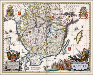 GOTHIA 1688 ANTIK KARTA ÖVER SÖDRA SVERIGE HALLAND SKÅNE