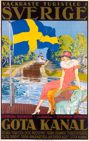 GÖTA KANAL GÖTEBORG STOCKHOLM REKLAMAFFISCH 1920 av ALFRED PROESSDORF