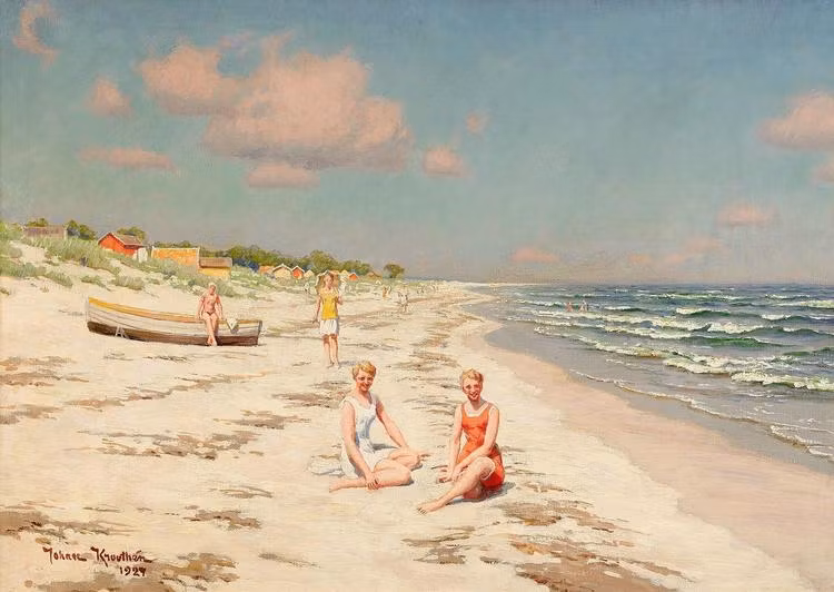 STRANDBILD SOMMAR I FALSTERBO 1924 av JOHAN KROUTHÉN