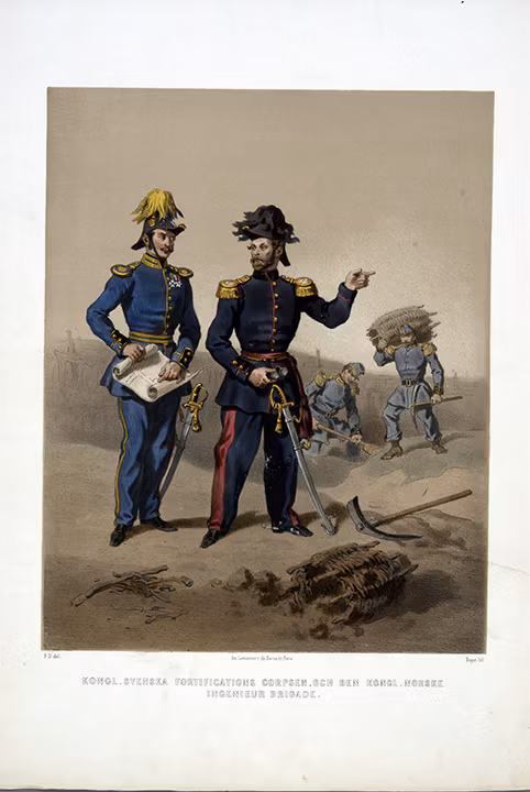 Svenska fortifikationskåren och Norska ingenjör brigaden. Efter Fritz von Dardel