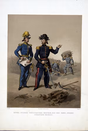 Svenska fortifikationskåren och Norska ingenjör brigaden. Efter Fritz von Dardel