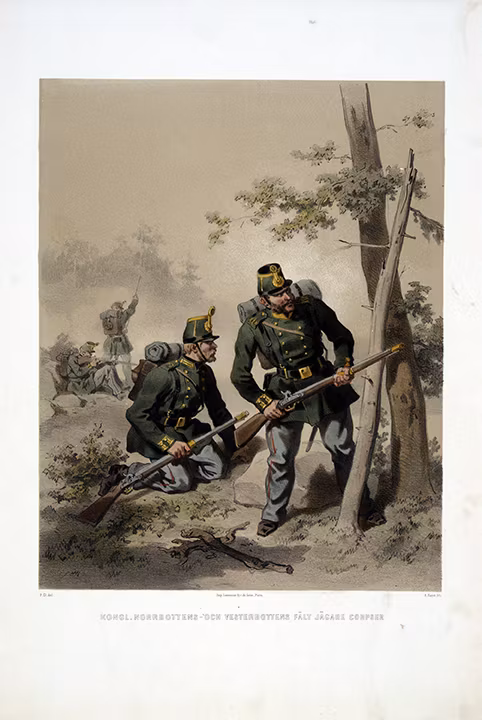 Norrbottens fältjägarkår och Västerbottens fältjägarkår. Efter Fritz von Dardel