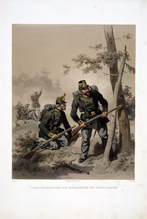 Norrbottens fältjägarkår och Västerbottens fältjägarkår. Efter Fritz von Dardel