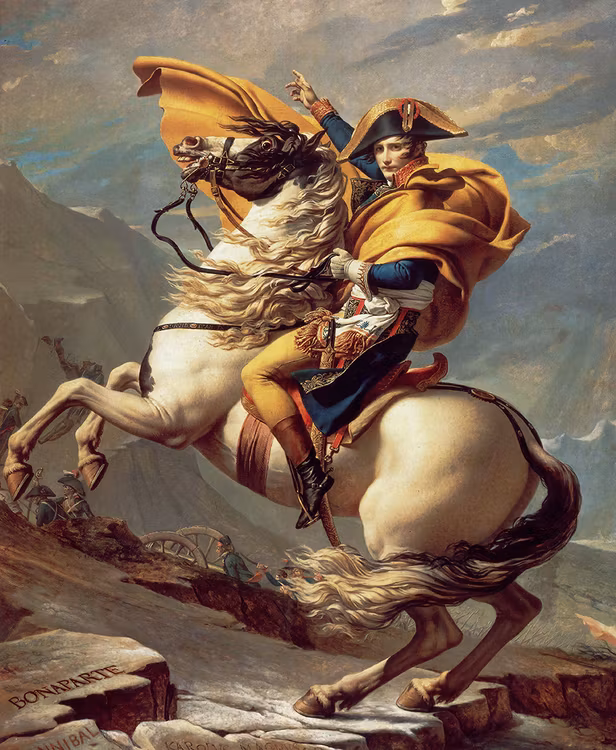 NAPOLEON BONAPARTE KORSAR ALPERNA av Jacques-Louis David 2:a VERSIONEN