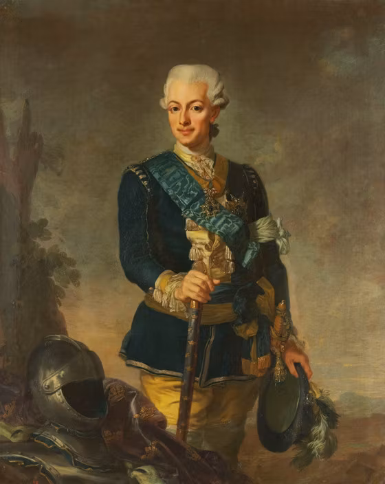 GUSTAV III I LIVGARDETS UNIFORM 1779 av LORENS PASCH D.Y.