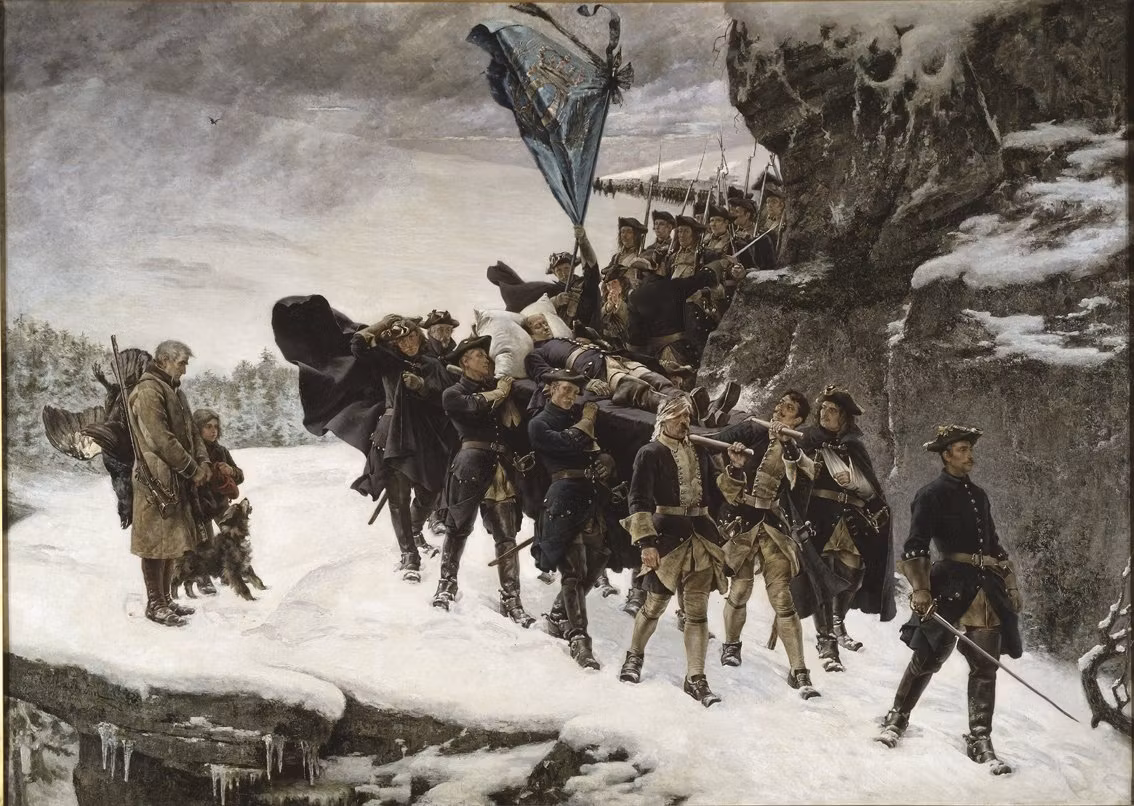 KARL XII:s LIKFÄRD 1884 av Gustaf Cederström