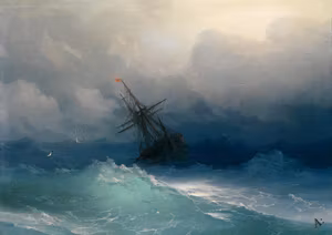 SKEPP I STORM av Ivan Konstantinovich Aivazovsky