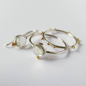 OLIVIA MIXED RING - GREEN AMETHYST