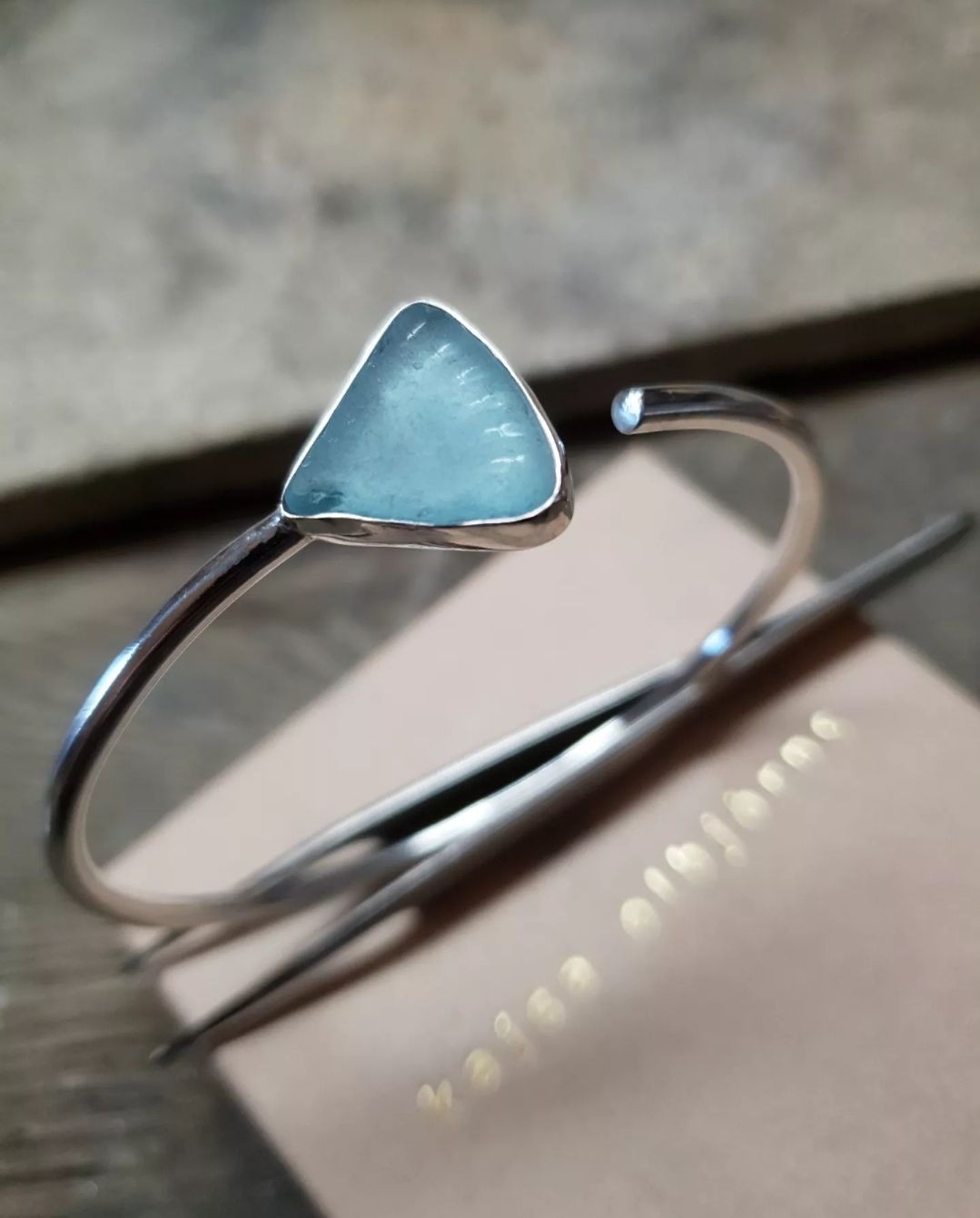 BEACH GLASS CUFF - FEATHER WING