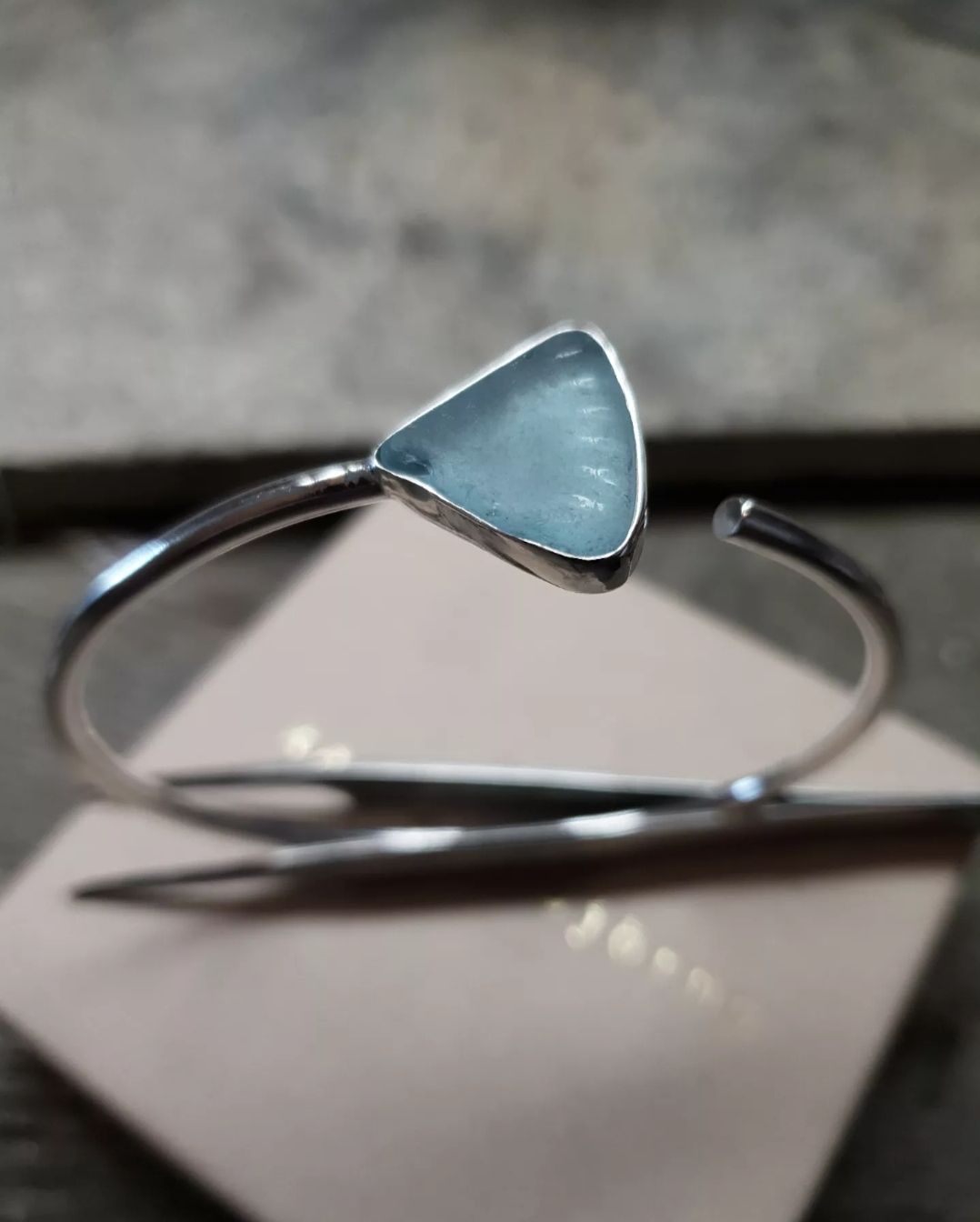 BEACH GLASS CUFF - FEATHER WING