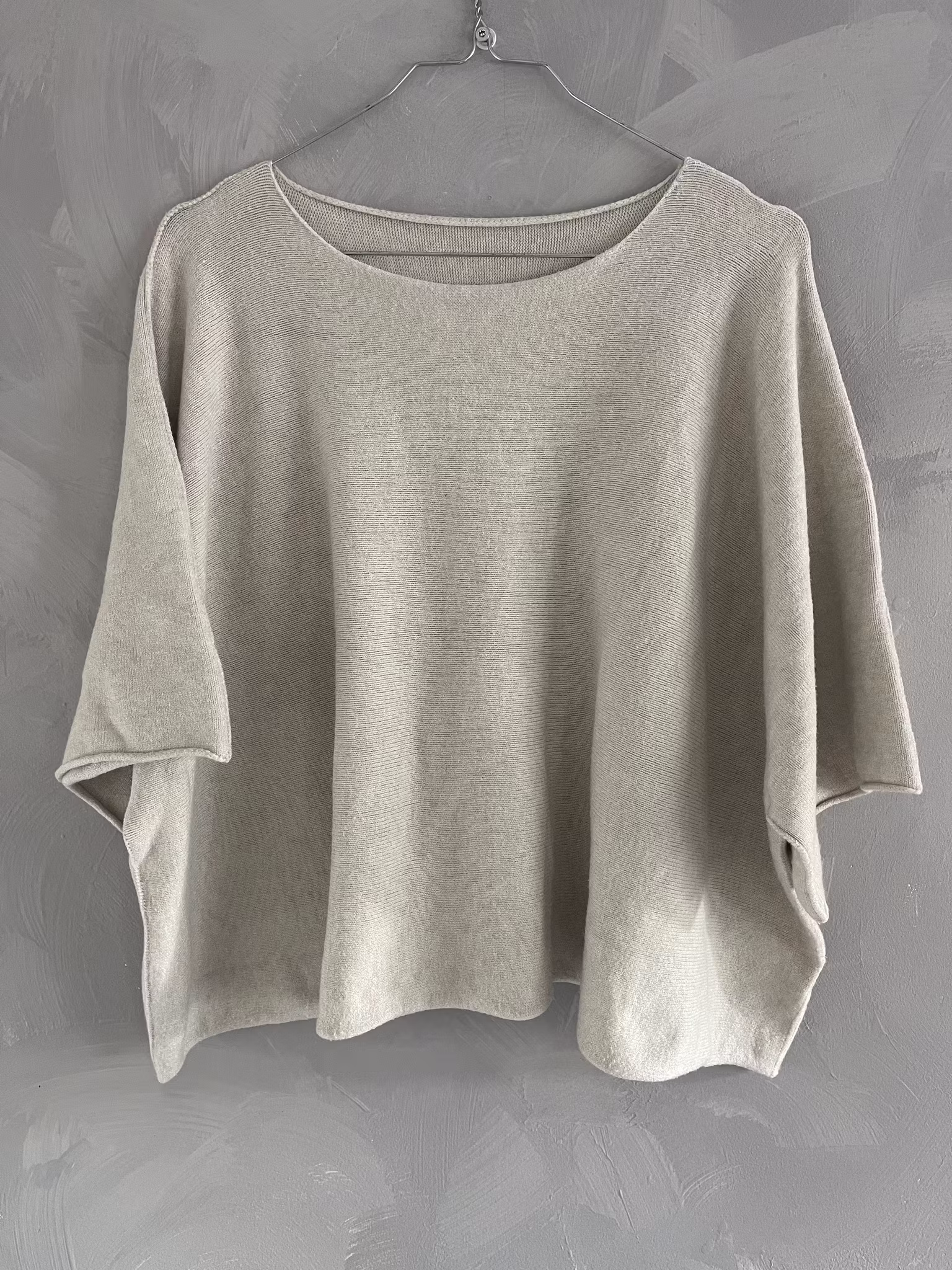 Ponchotröja - Rundhals - Beige