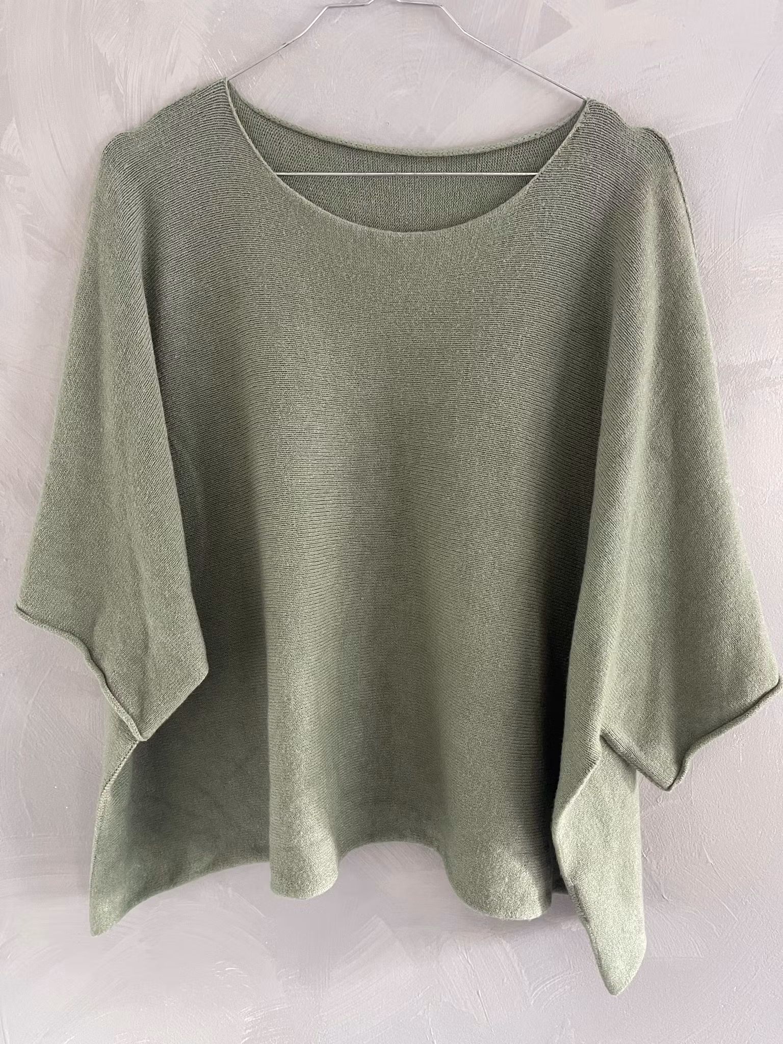 Ponchotröja - Rundhals - Ljus Kaki