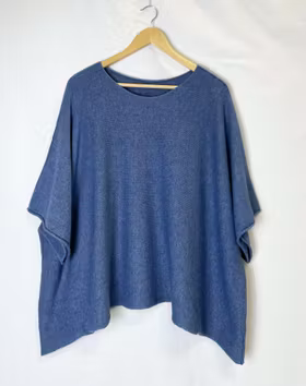 Ponchotröja - Rundhals - Jeansblå