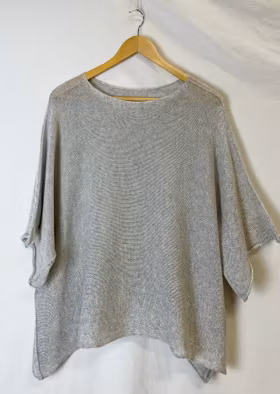 Ponchotröja - Bomull - Grå