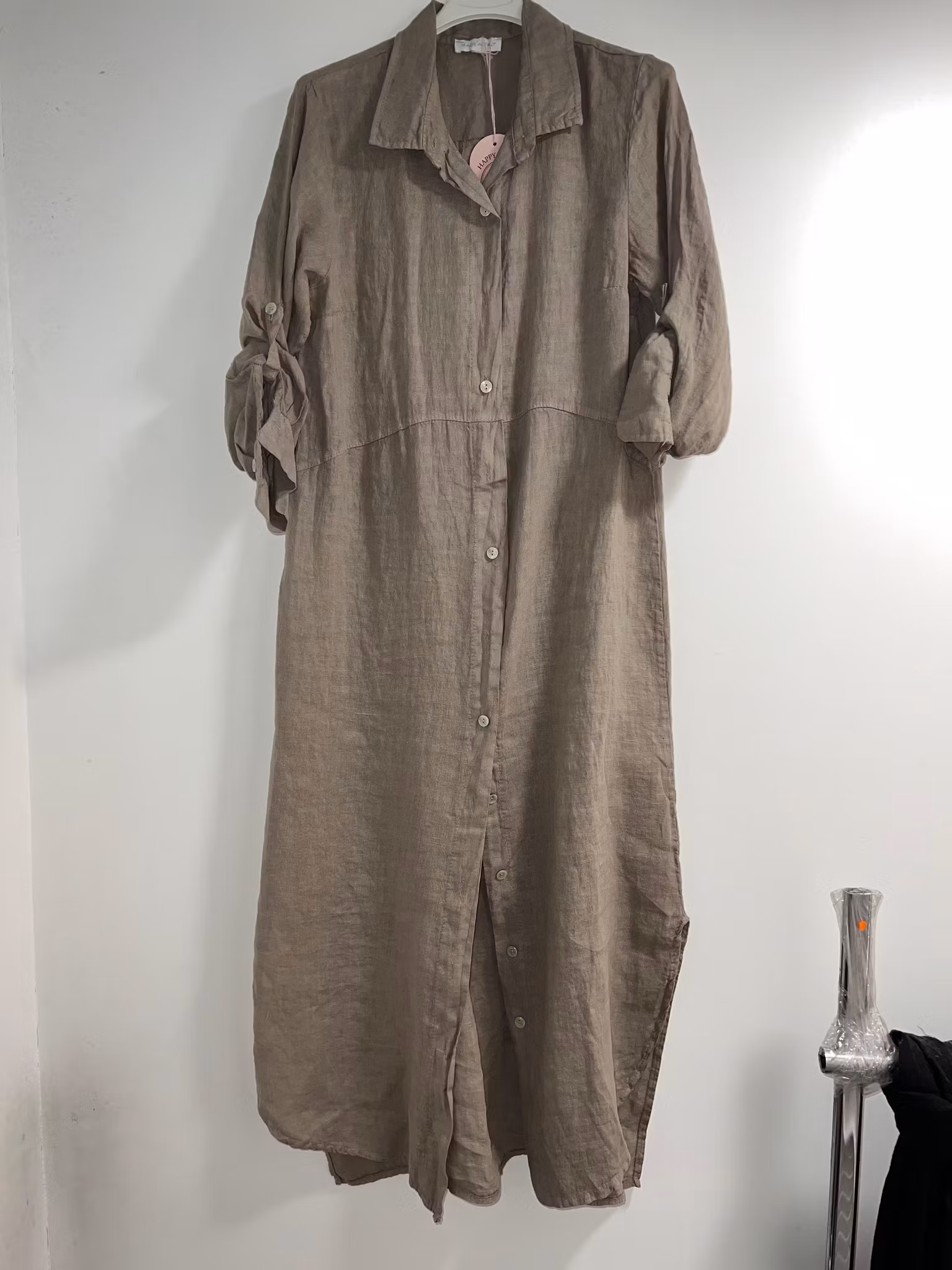 Långskjorta i linne - Livia - Taupe