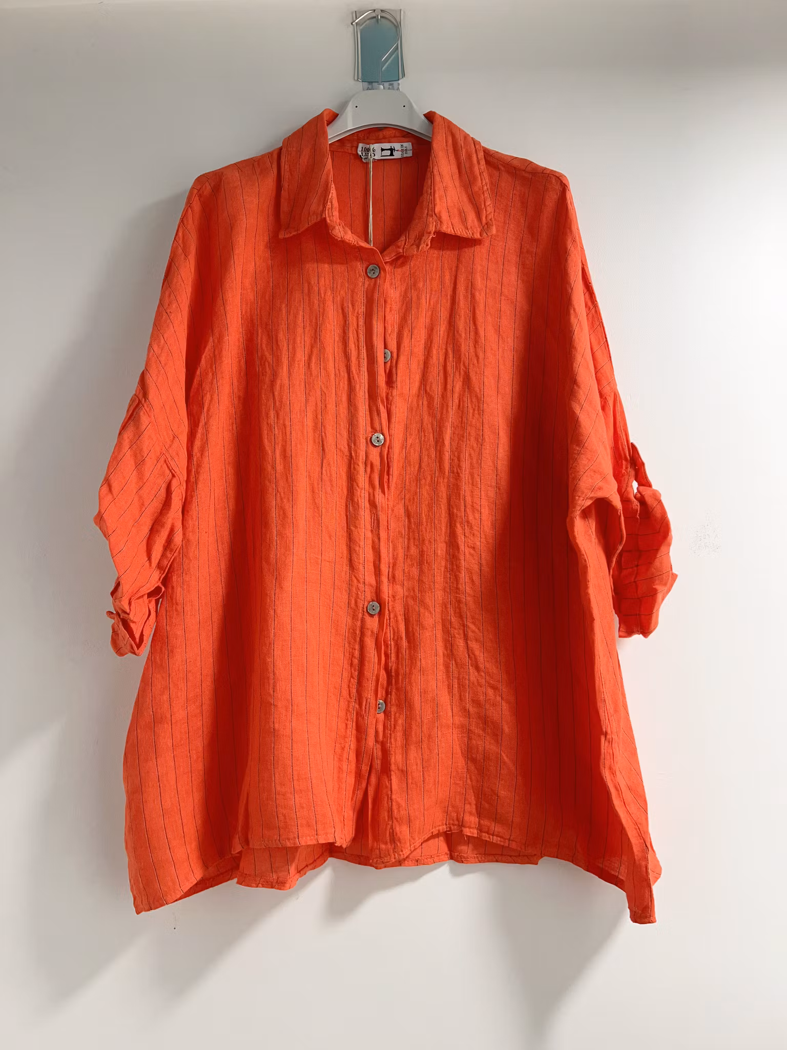 Linneskjorta - Doris - Orange/rand