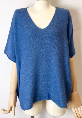 Plus Size Tröja - Kort ärm - Jeansblå