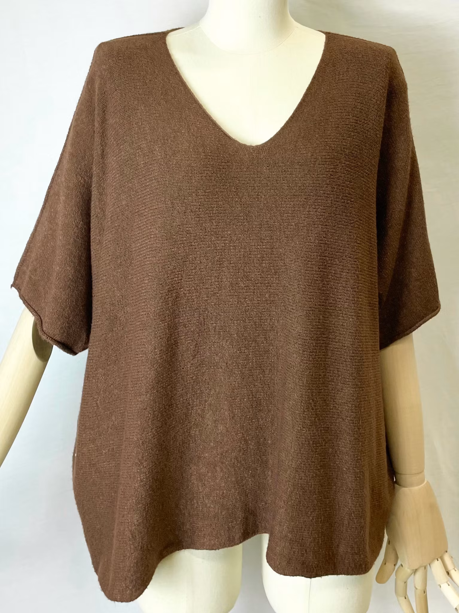 Plus Size Tröja - Kort ärm - Kastanj