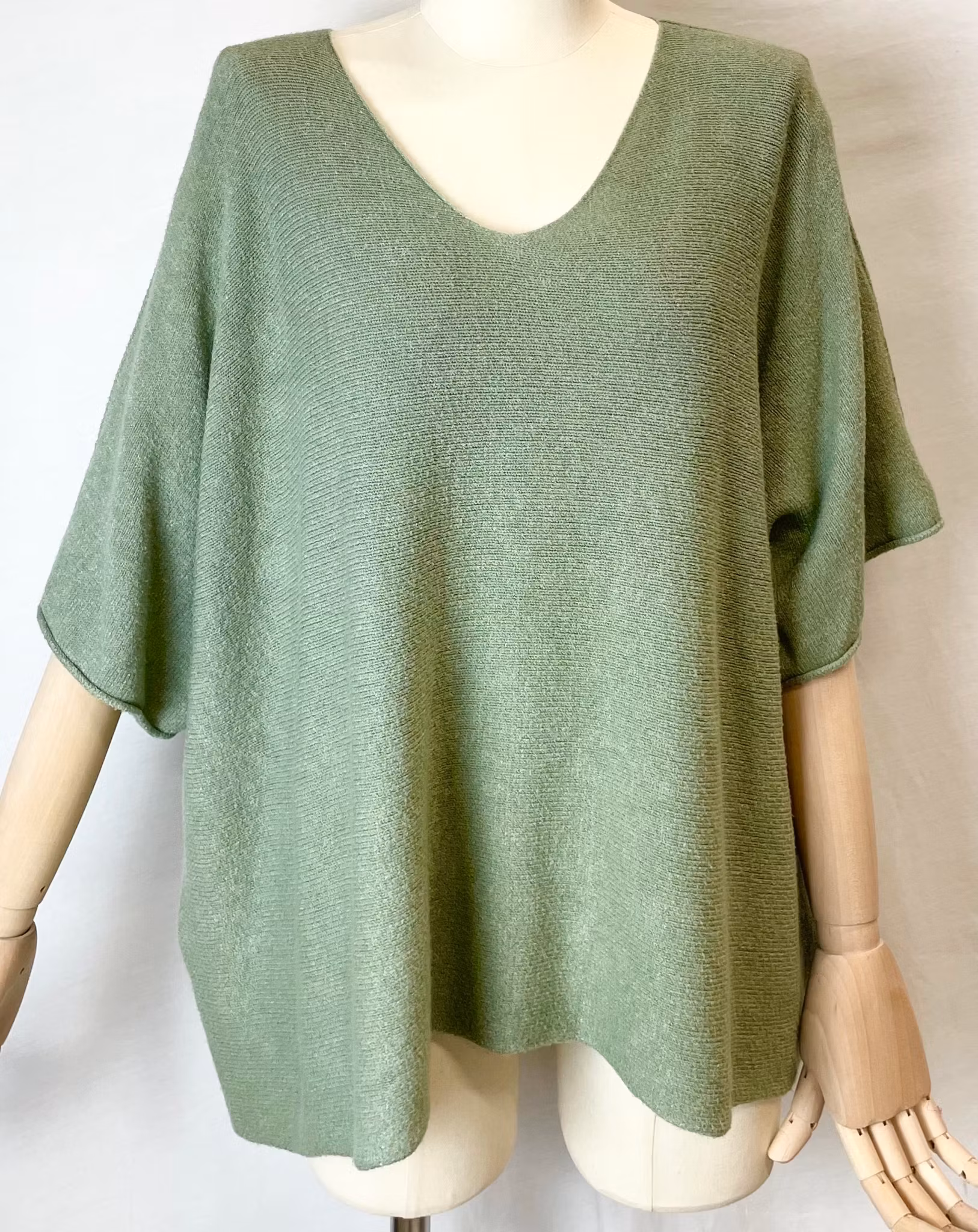 Plus Size Tröja - Kort ärm - Kaki