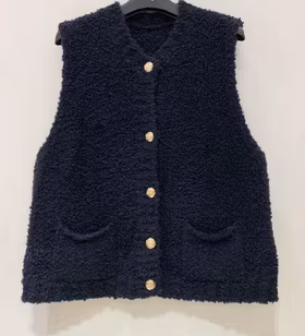 Väst - Bouclettes - Marinblå