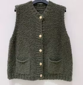 Väst - Bouclettes - Kaki