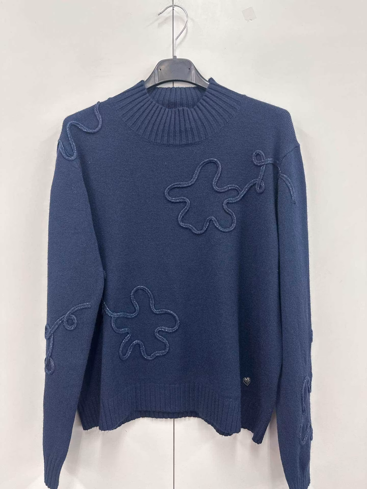 Tröja- Flower - Marinblå