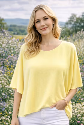 Ponchotröja - Rundhals - Gul