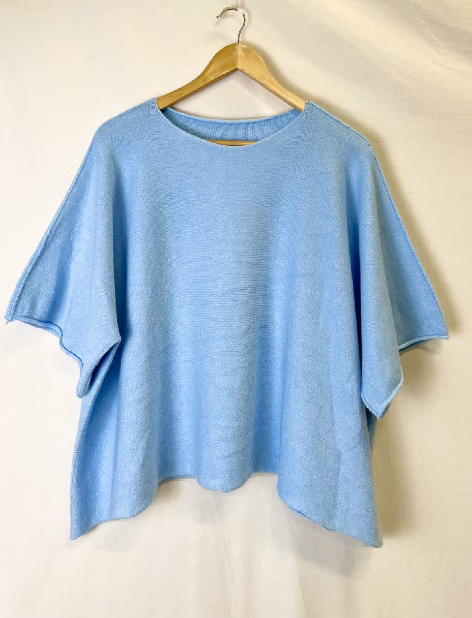 Ponchotröja - Rundhals - Ljusblå